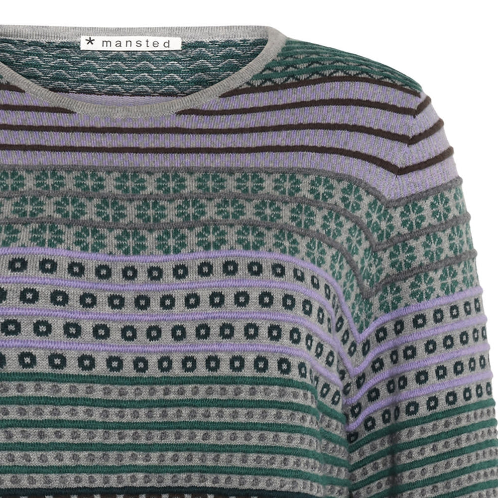 Mansted Pullover "Bebe" lila/grün gemustert