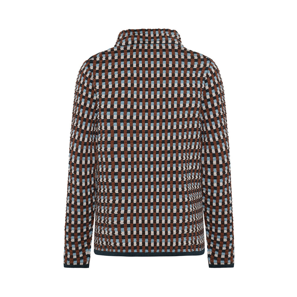 Mansted Pullover mit Stehkragen "Eden" braun/blau karriert