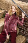 Mansted Pullover mit Stehkragen "Eden" beere/braun karriert