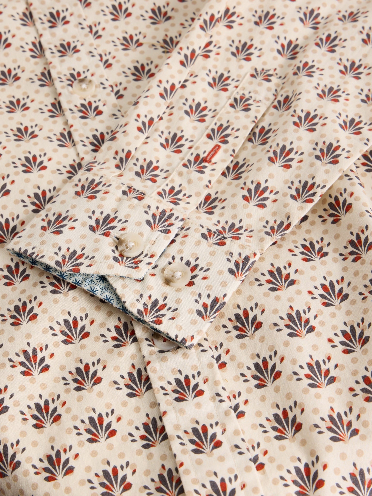 White Stuff Hemd langarm beige/blau/rot gemustert
