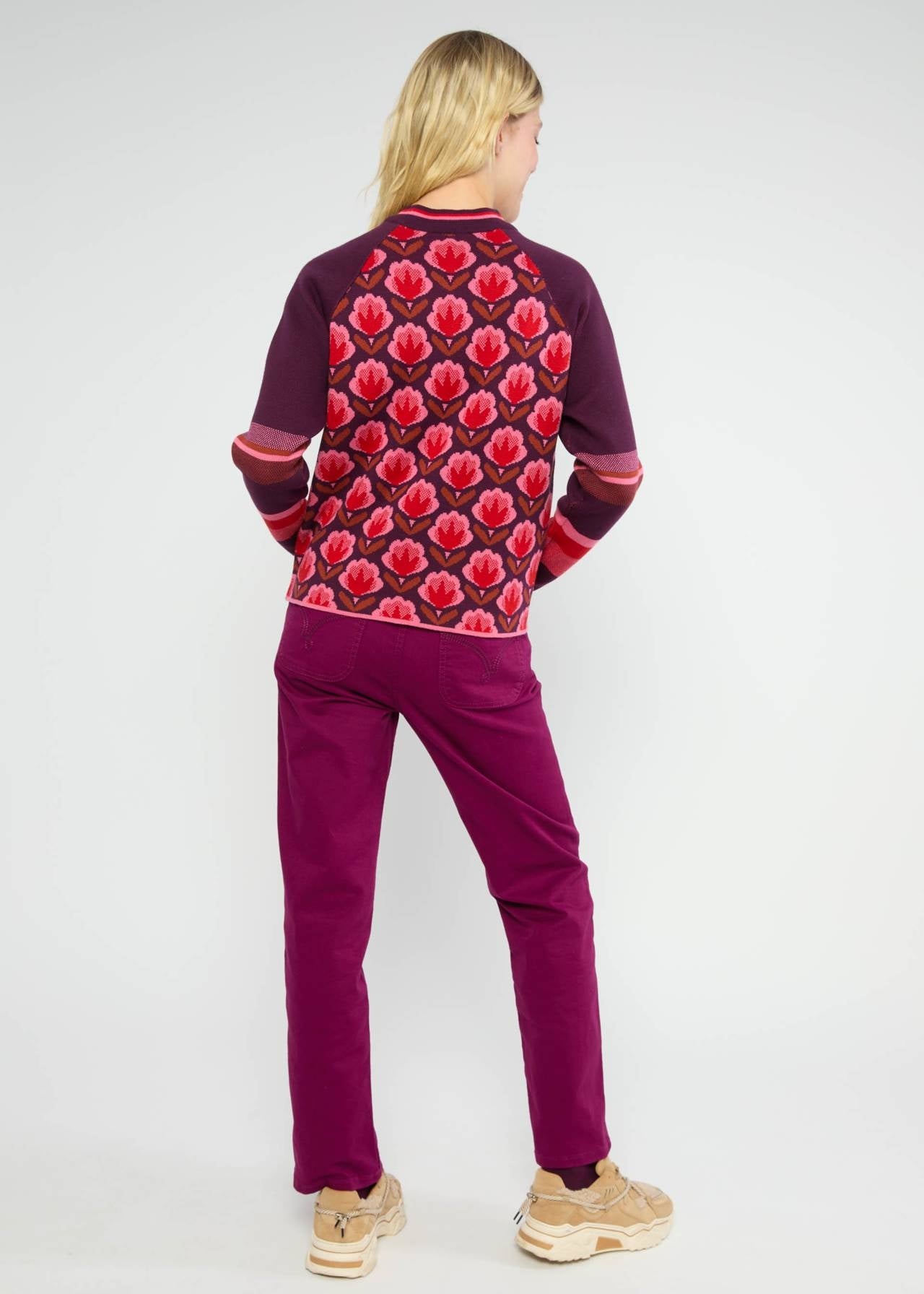 Blutsgeschwister Pullover "Cold Day Warm Heart" rot/gemustert