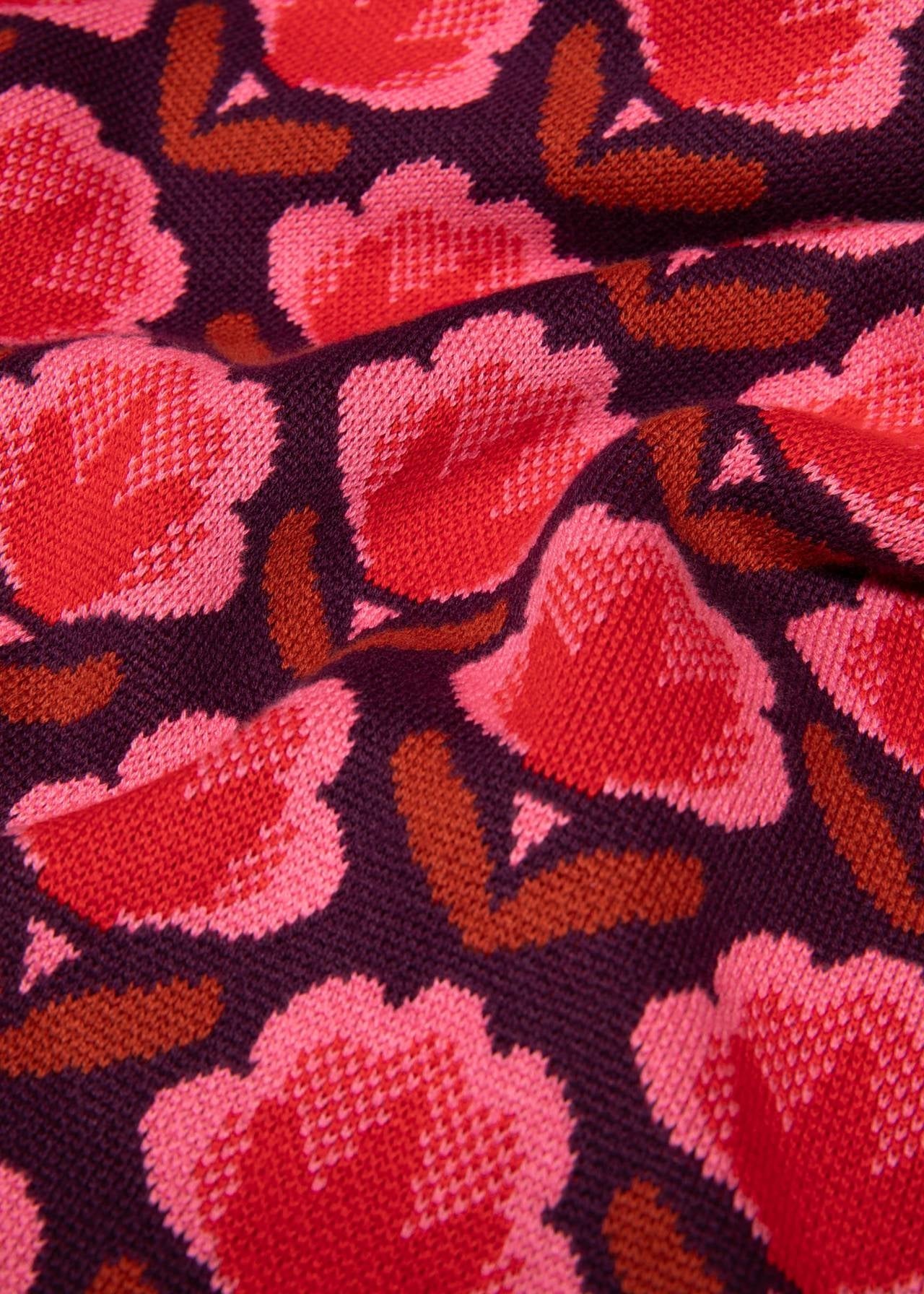 Blutsgeschwister Pullover "Cold Day Warm Heart" rot/gemustert