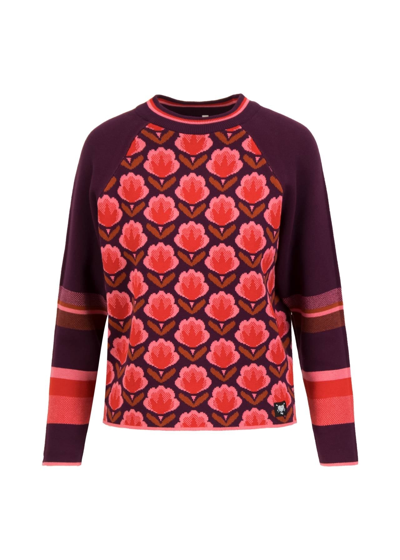 Blutsgeschwister Pullover "Cold Day Warm Heart" rot/gemustert