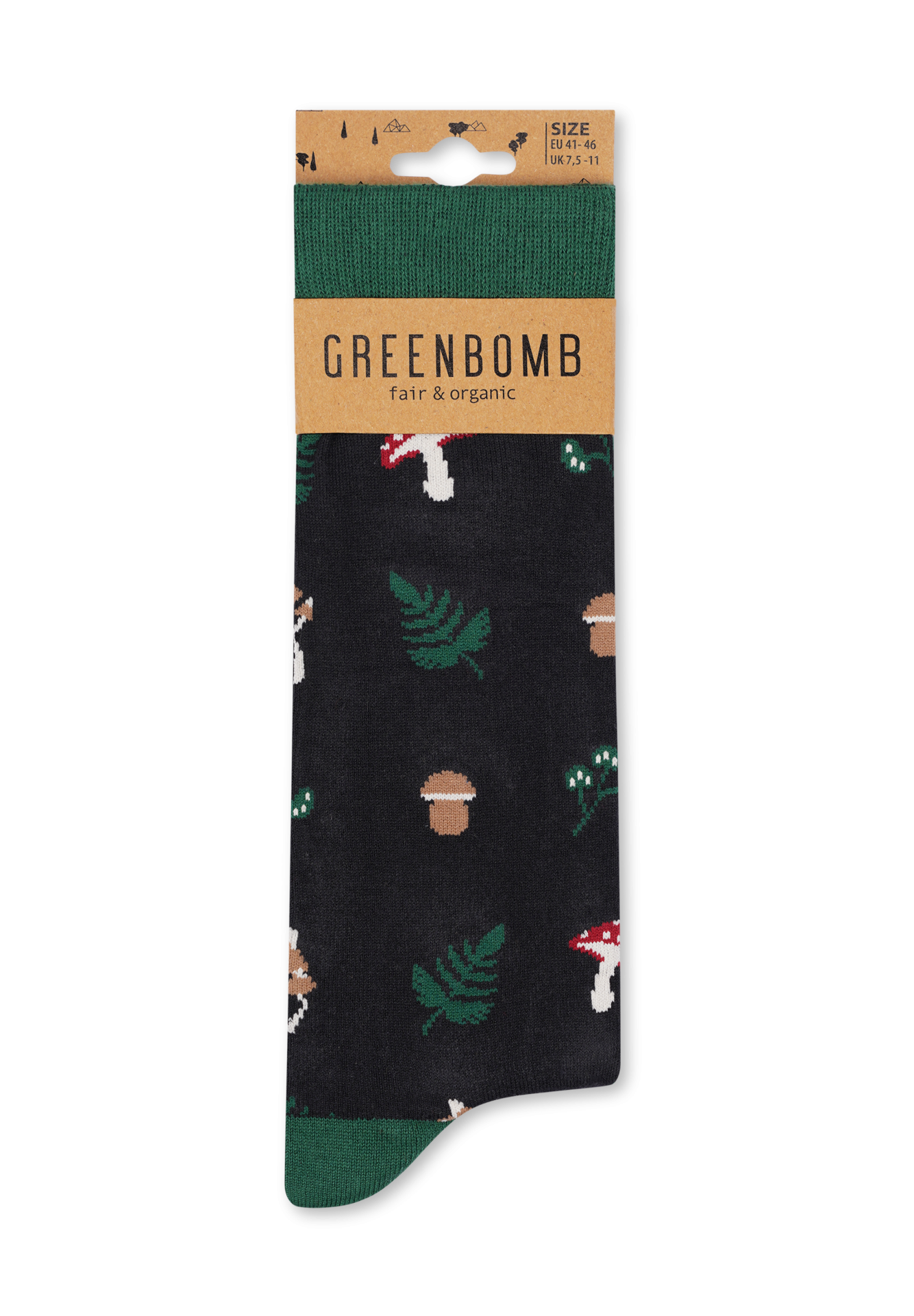 Greenbomb Socken "Pilze" schwarz