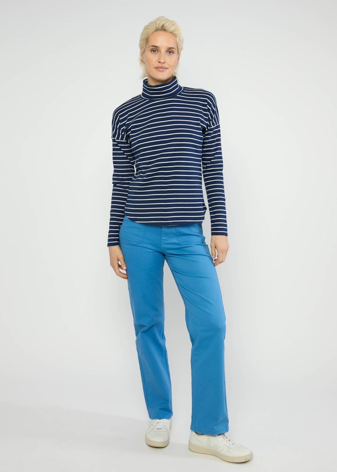 Blutsgeschwister Shirt "Stereo Rainbow Turtle" blau/weiß gestreift