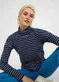 Blutsgeschwister Shirt "Stereo Rainbow Turtle" blau/weiß gestreift