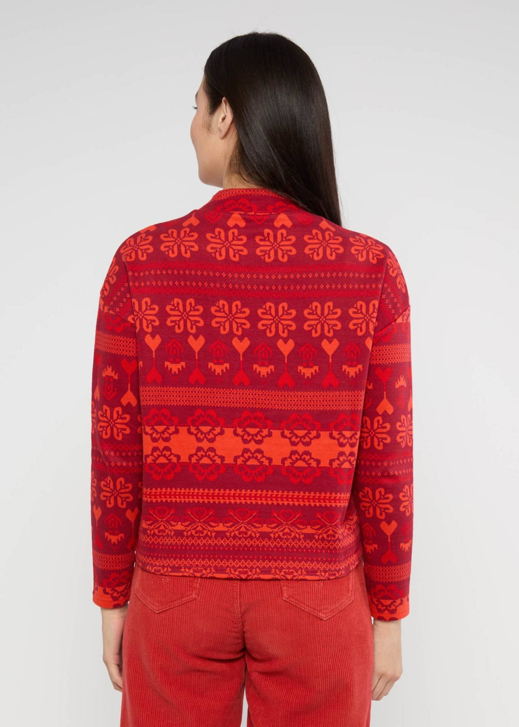 Blutsgeschwister Pullover "Warm up Turtle" rot/gemustert