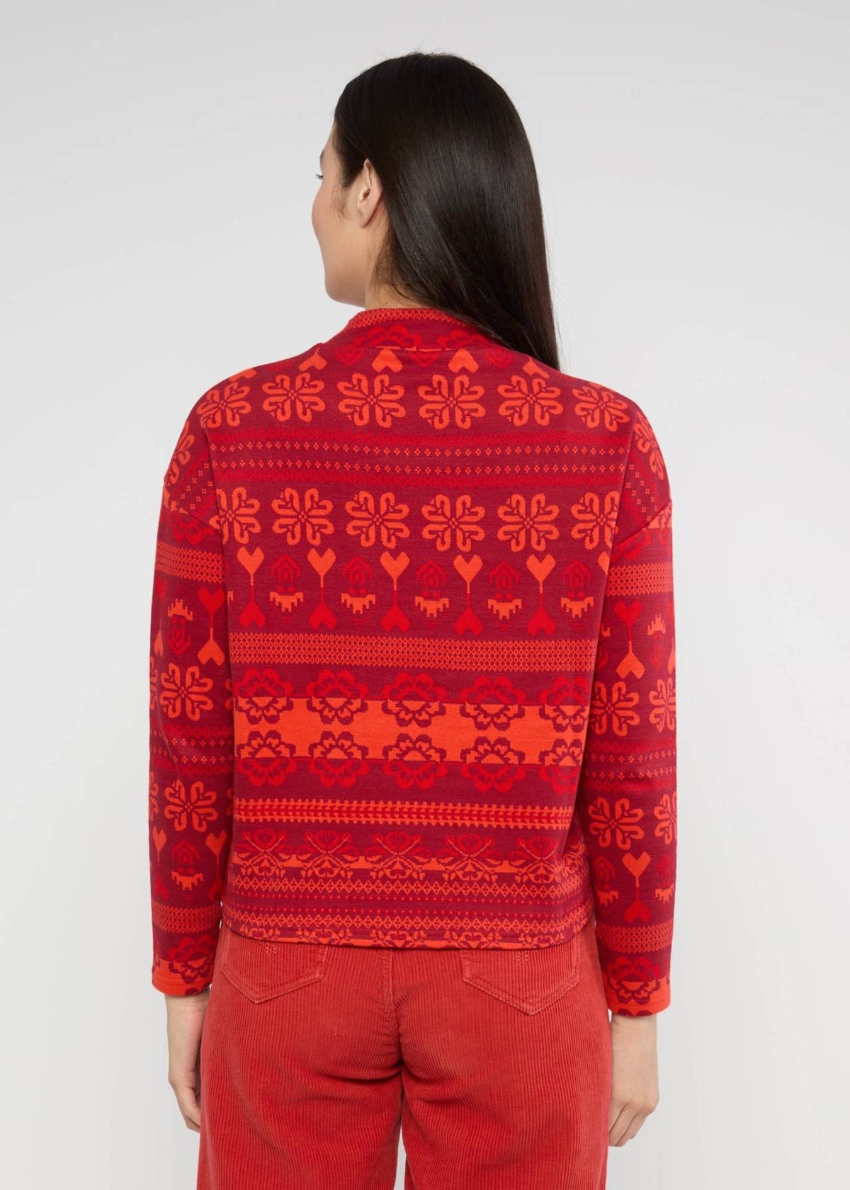 Blutsgeschwister Pullover "Warm up Turtle" rot/gemustert