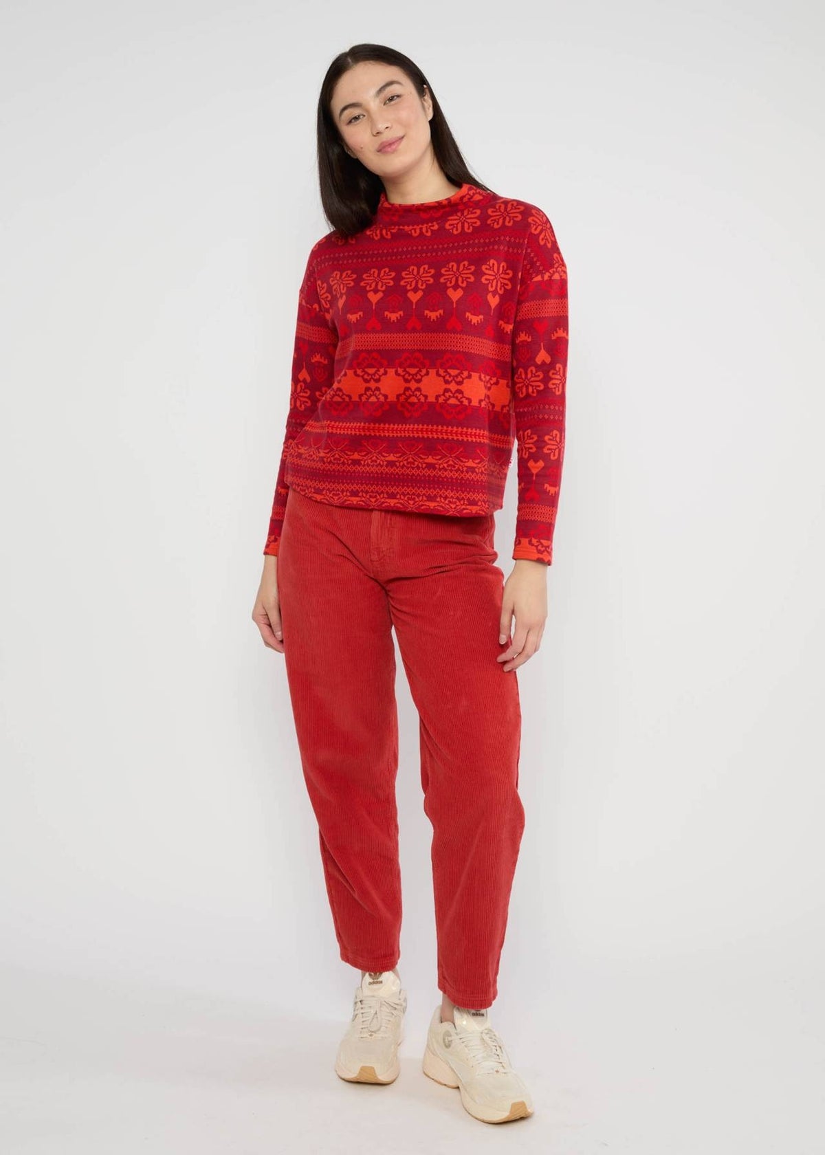 Blutsgeschwister Pullover "Warm up Turtle" rot/gemustert