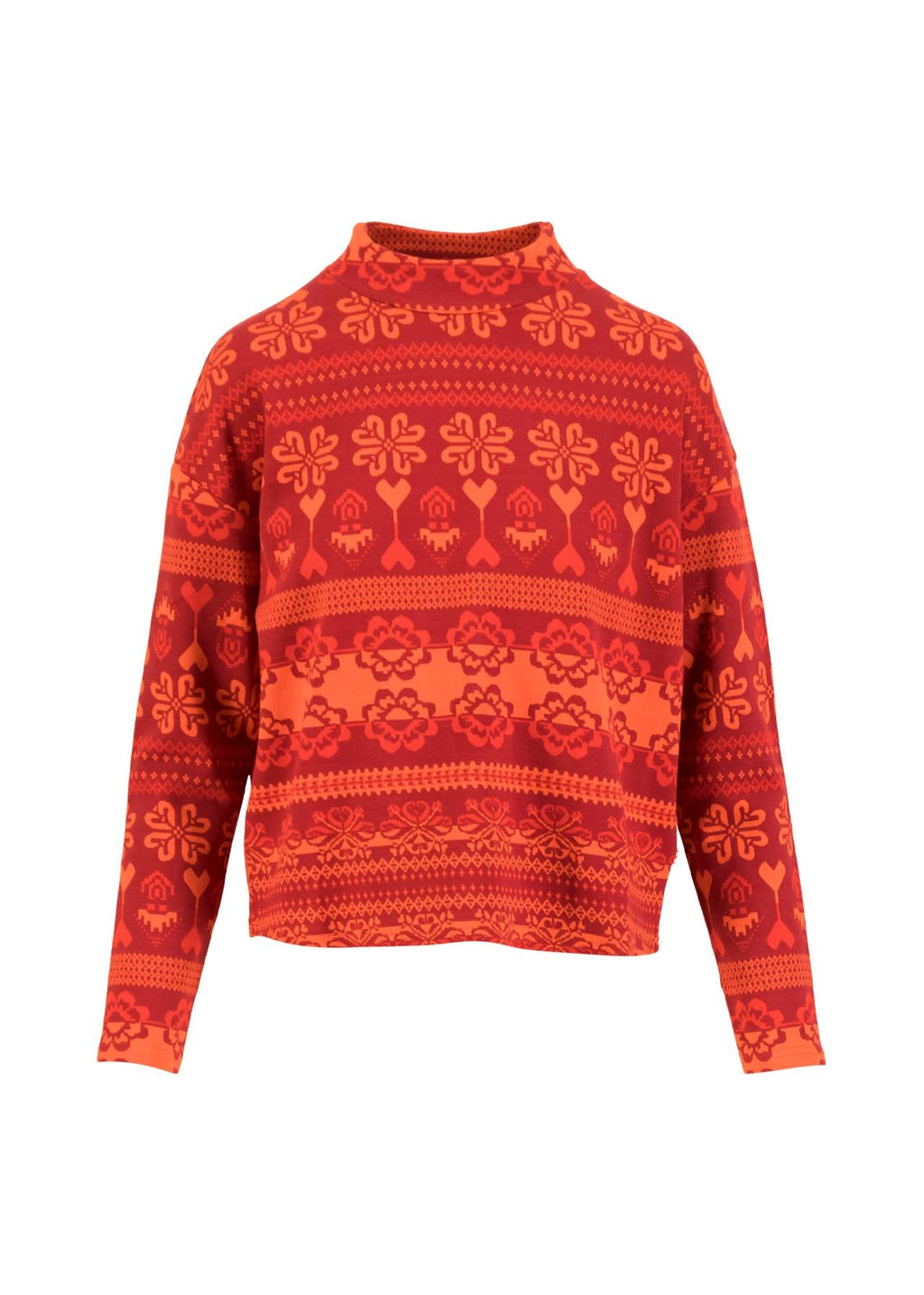 Blutsgeschwister Pullover "Warm up Turtle" rot/gemustert