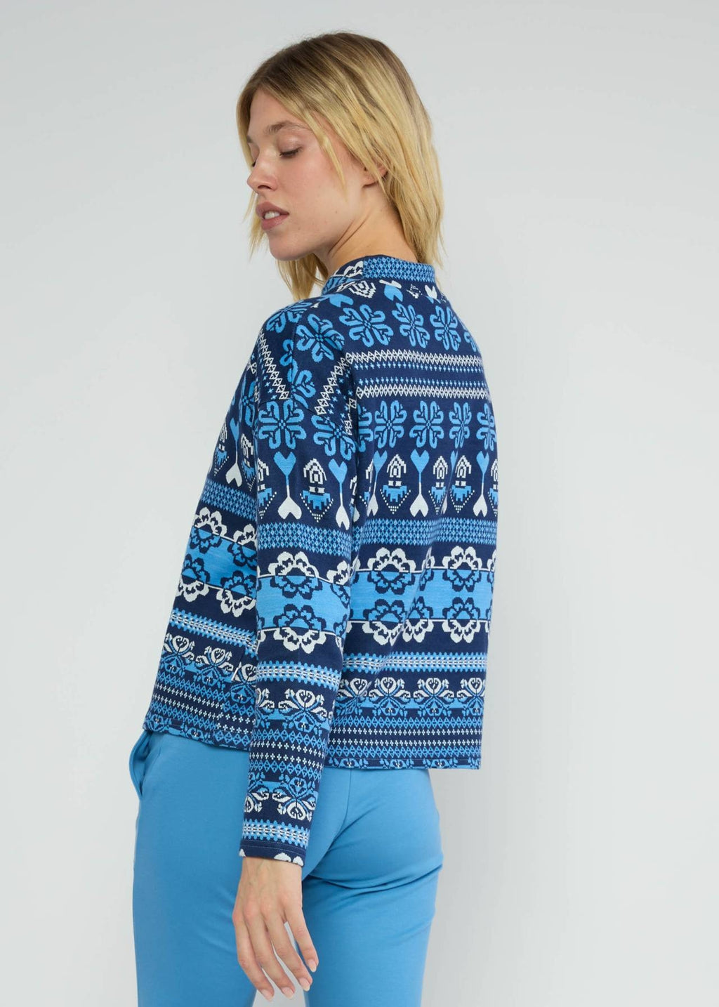 Blutsgeschwister Pullover "Warm up Turtle" blau/gemustert