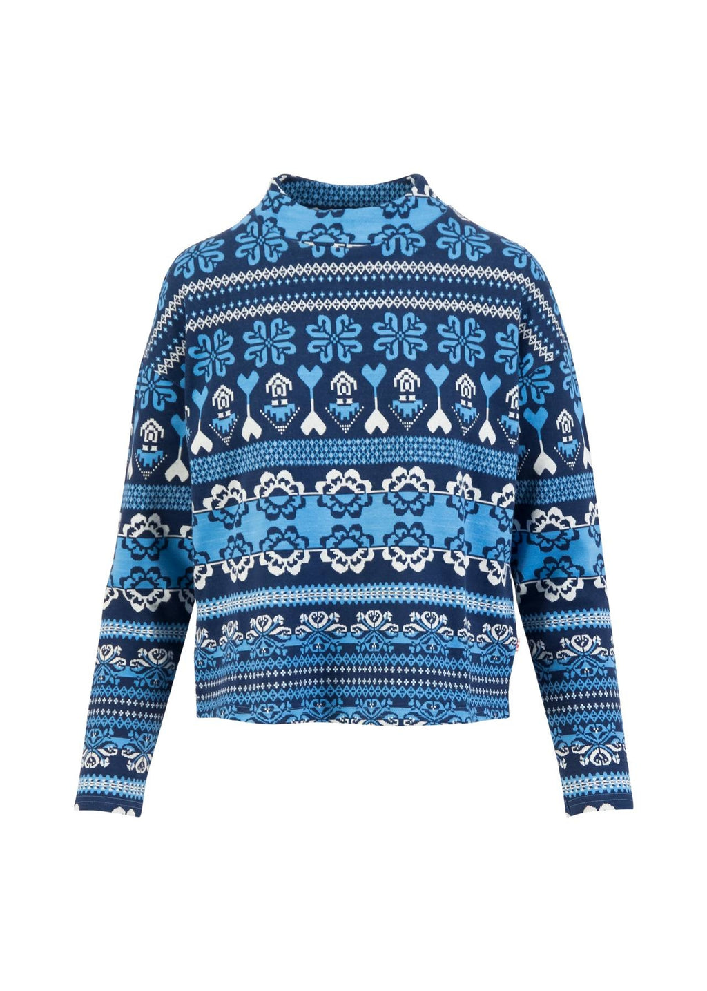 Blutsgeschwister Pullover "Warm up Turtle" blau/gemustert