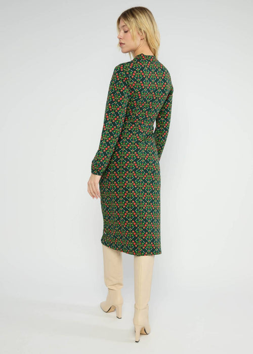 Blutsgeschwister Kleid "Good Girls Gathering" grün/gemustert