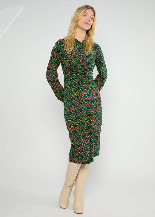Blutsgeschwister Kleid "Good Girls Gathering" grün/gemustert