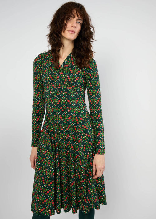 Blutsgeschwister Kleid "Shalala Tralala" grün/rot gemustert