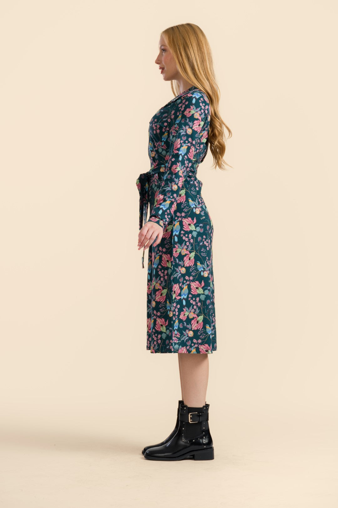 Lalamour Kleid "Marilyn" petrol/gemustert