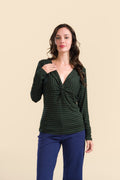 Lalamour Shirt "Angela" grün/ gestreift glitzer