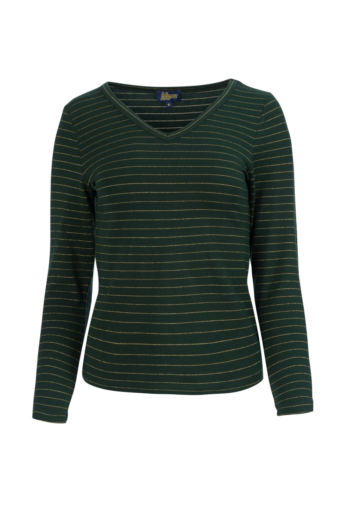 Lalamour Shirt "Lynn" grün/ gestreift glitzer