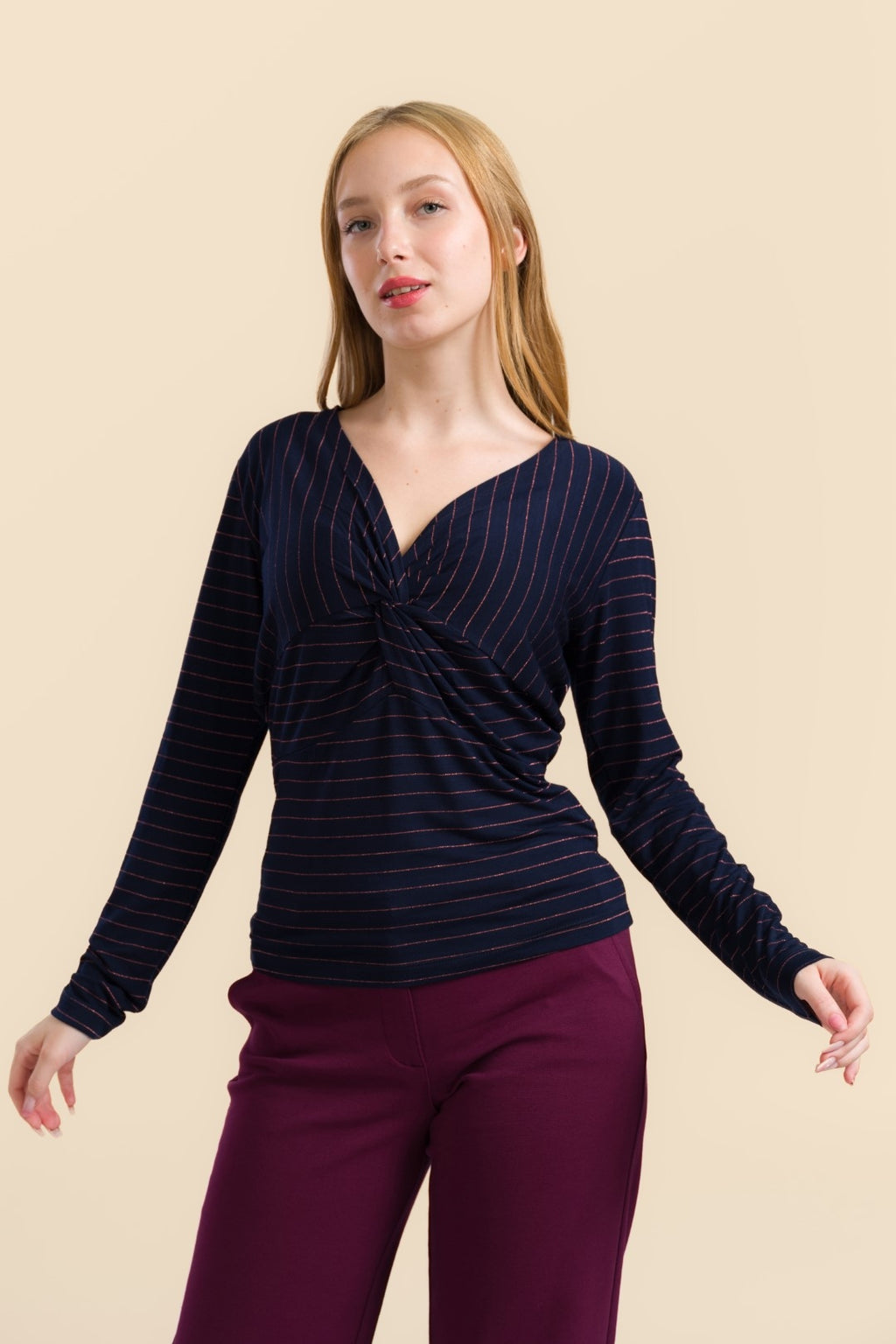 Lalamour Shirt "Angela" blau/ gestreift glitzer