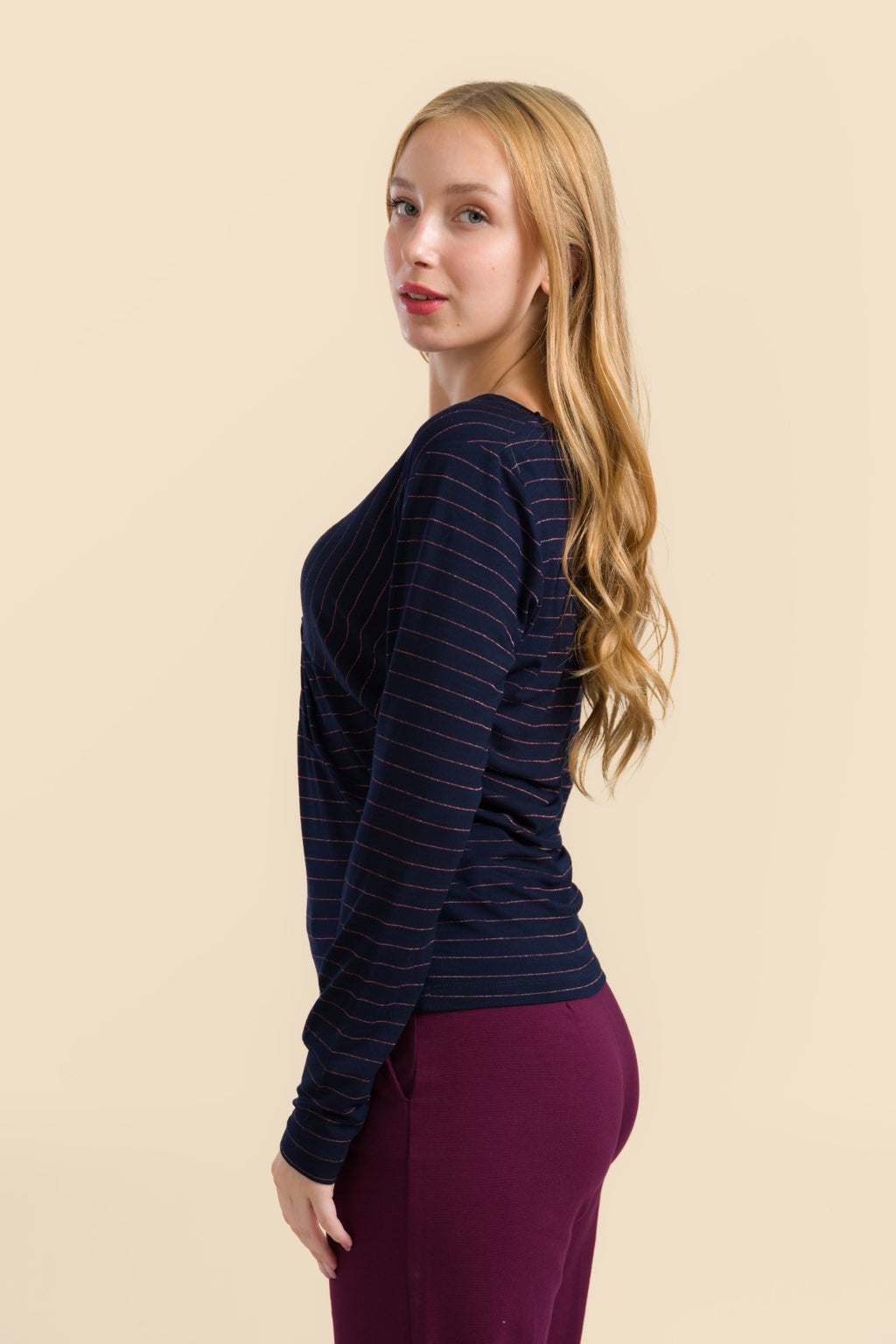 Lalamour Shirt "Angela" blau/ gestreift glitzer
