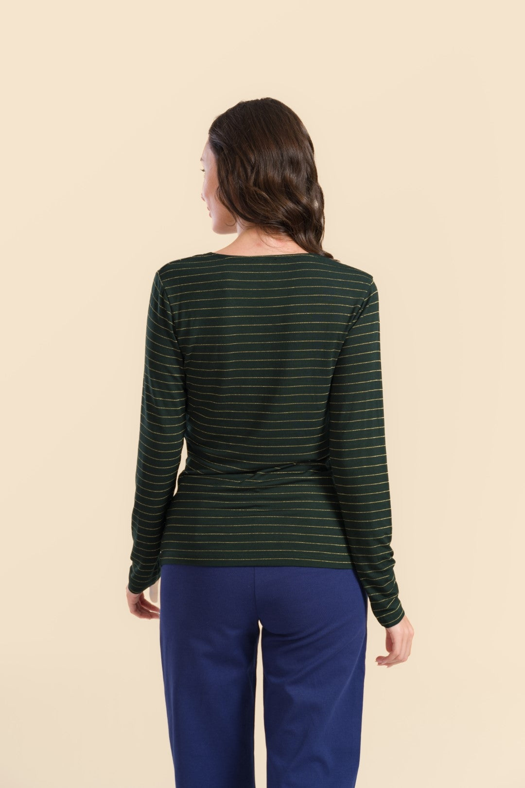 Lalamour Shirt "Angela" grün/ gestreift glitzer