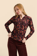 Lalamour Bluse "Anna" braun/orange/gelb