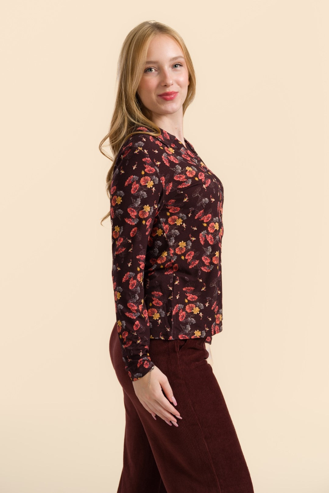 Lalamour Bluse "Anna" braun/orange/gelb