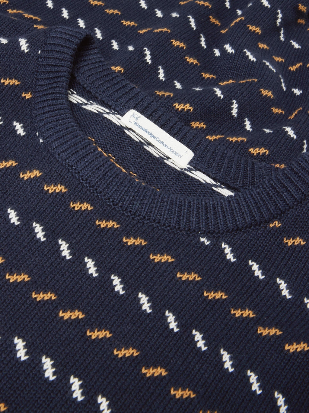 Knowledge Cotton Pullover aus Strick blau/gemustert