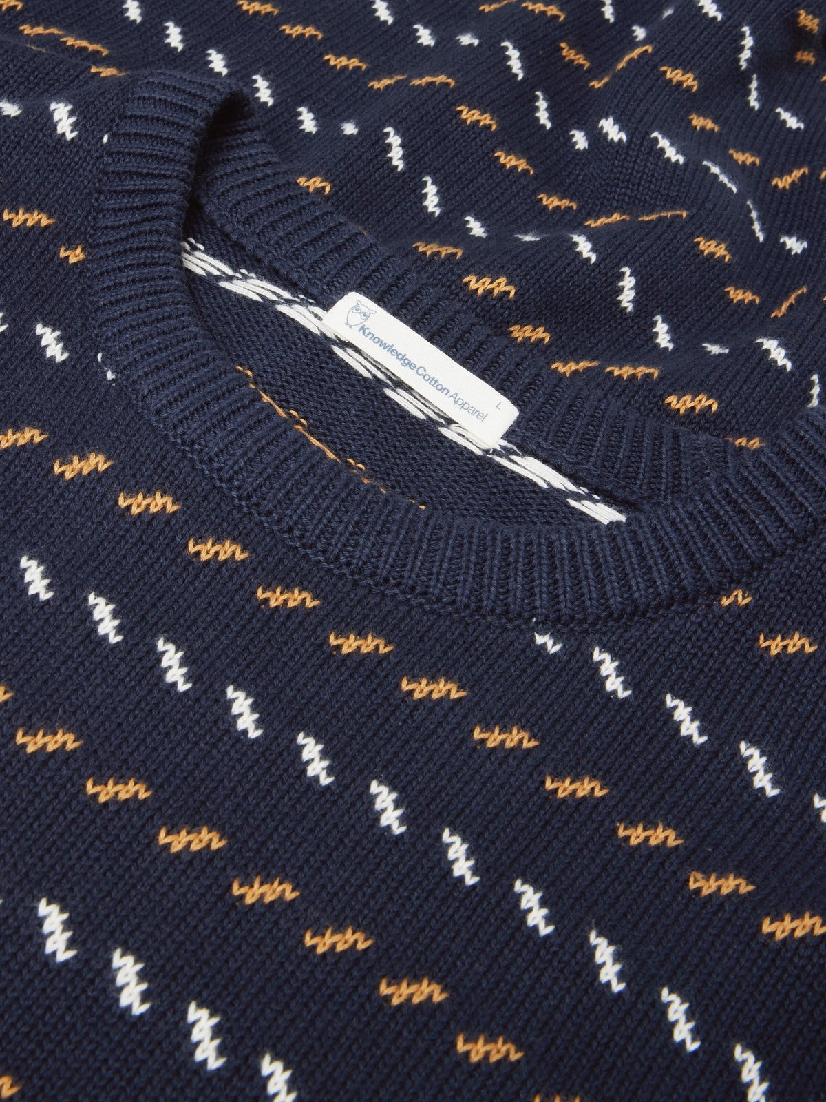 Knowledge Cotton Pullover aus Strick blau/gemustert