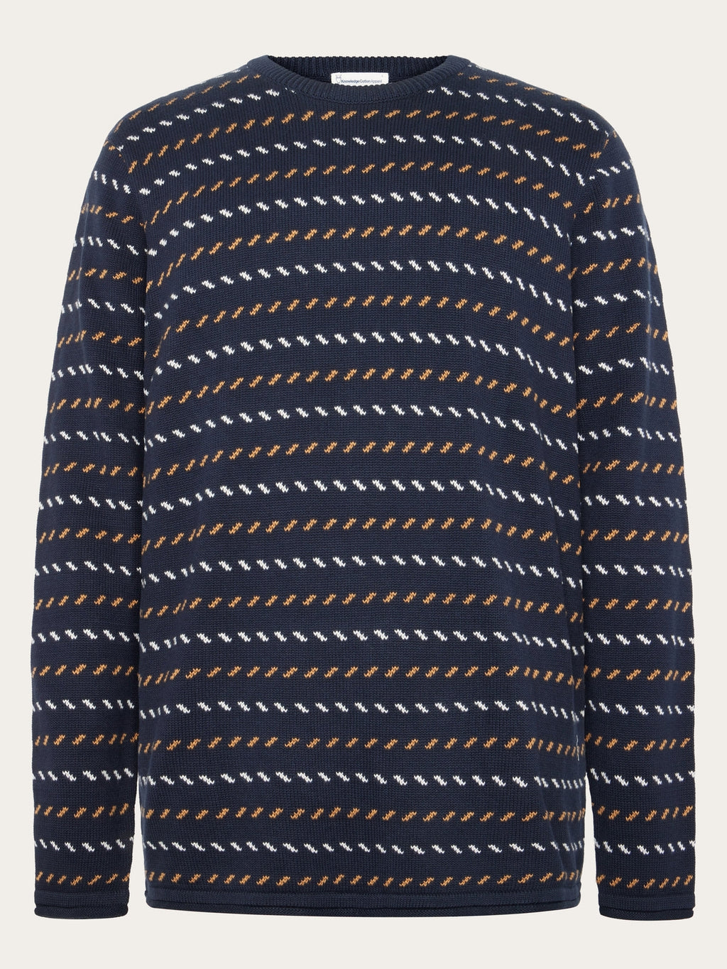 Knowledge Cotton Pullover aus Strick blau/gemustert