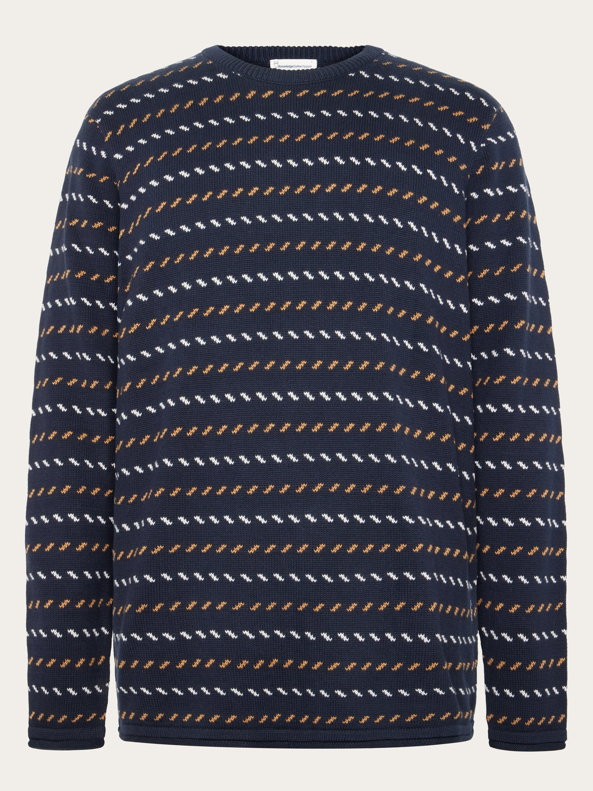 Knowledge Cotton Pullover aus Strick blau/gemustert