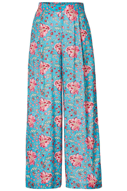 Himalaya Hose "Molo" blau/rosa geblümt