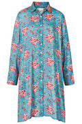 Himalaya Bluse "Flower blue" blau/rosa geblümt