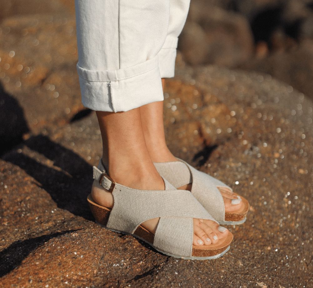 Zouri Sandale "Mermaid Linen" creme/ weiß