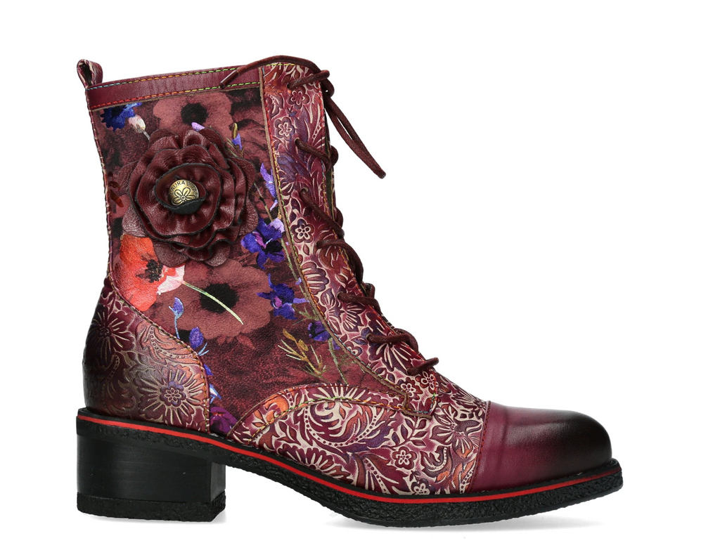Laura Vita Stiefelette "Racheleo" rot/geblühmt