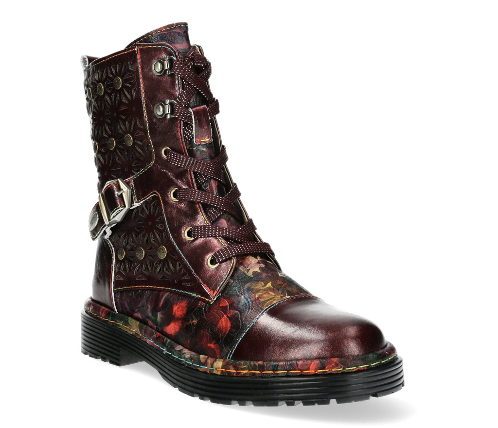 Laura Vita Stiefelette "Incaso" weinrot/geblühmt