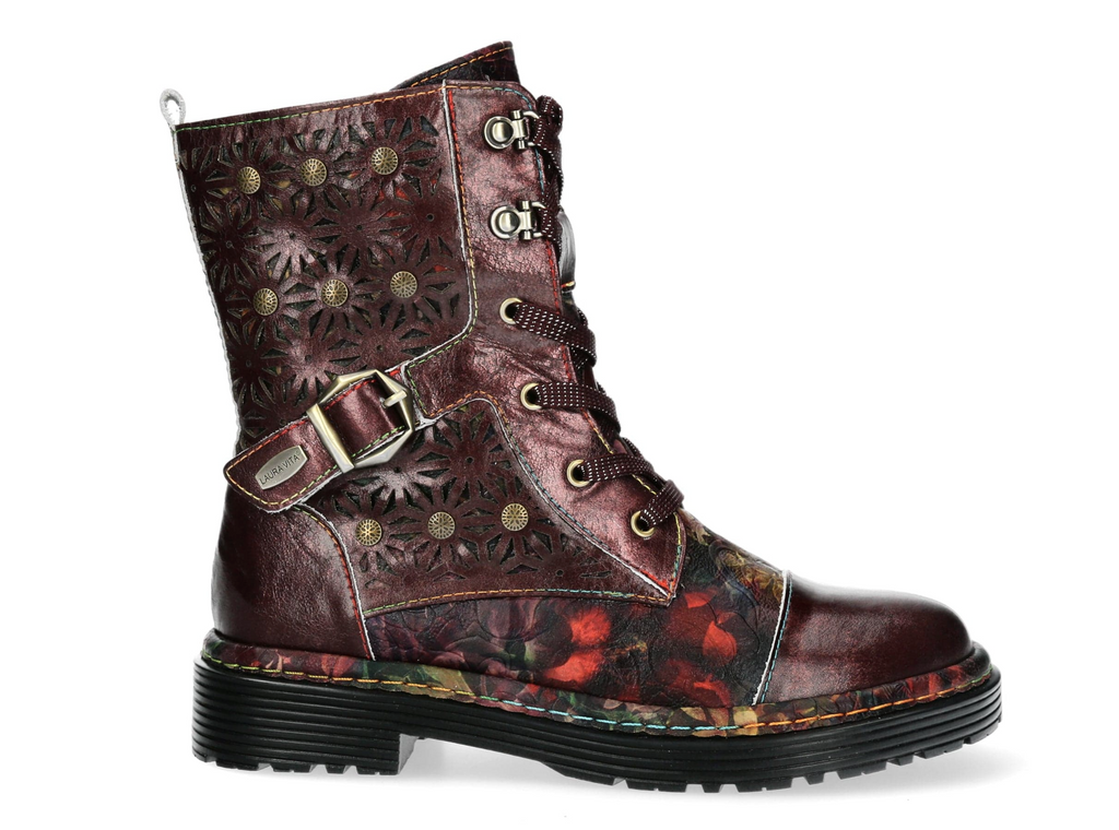 Laura Vita Stiefelette "Incaso" weinrot/geblühmt