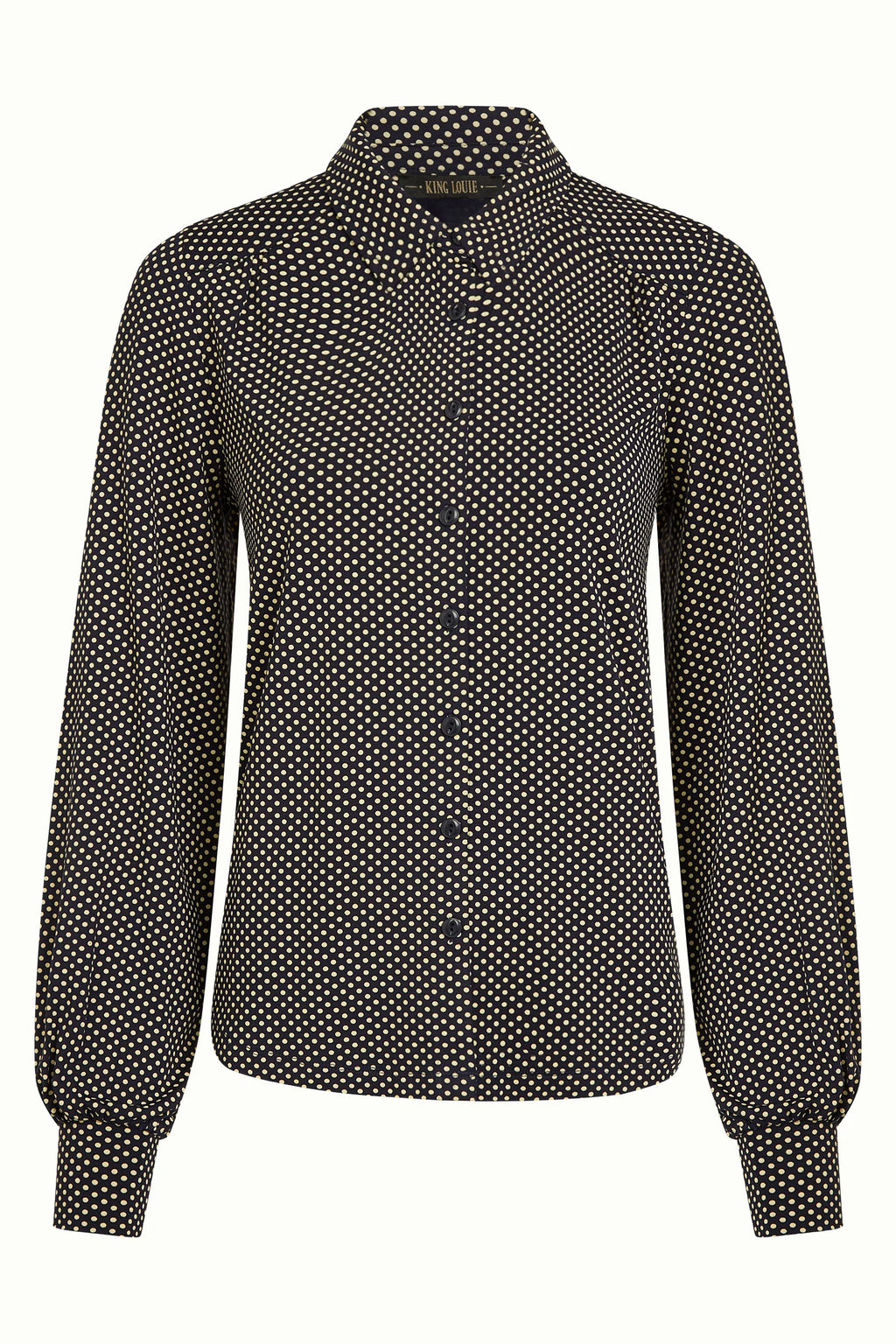 King Louie Bluse "Piper" schwarz gepunktet