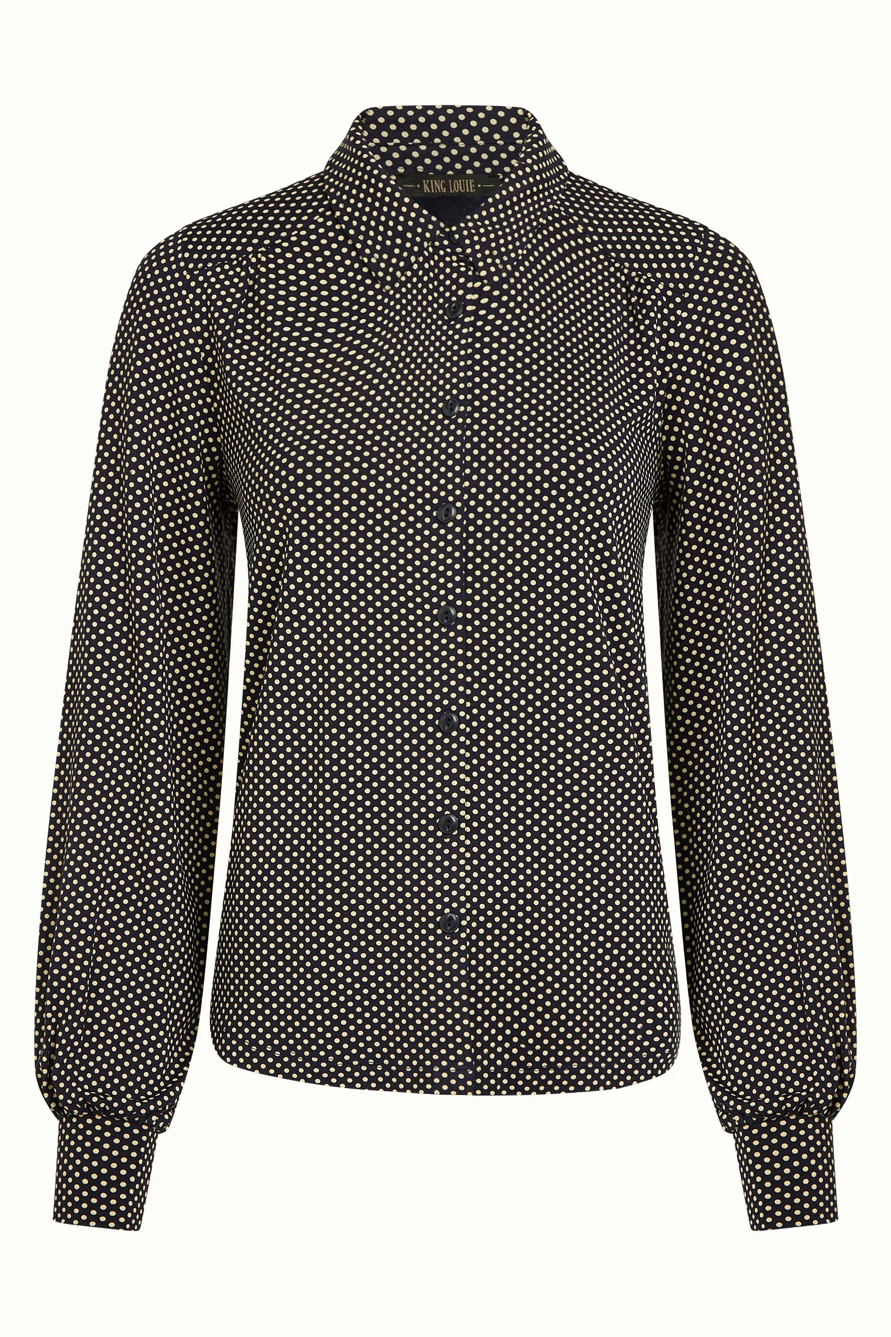 King Louie Bluse "Piper" schwarz gepunktet