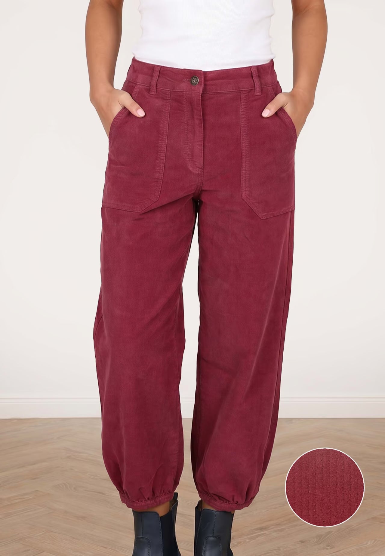 Deerberg Cordhose "Diertje" weinrot