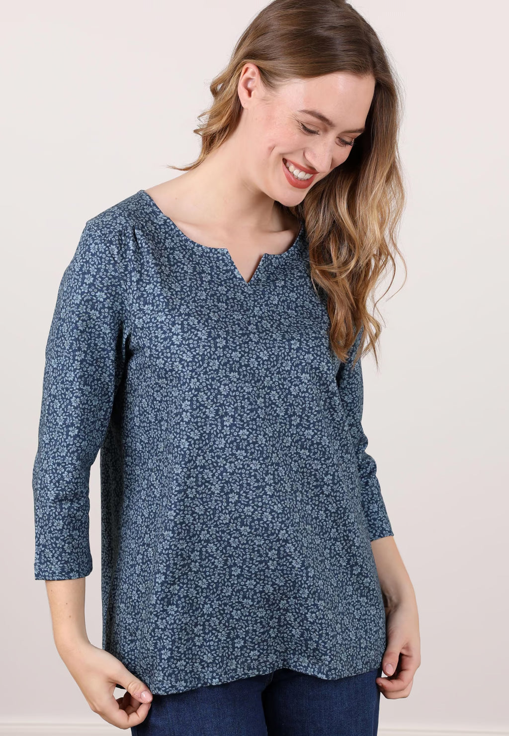Deerberg Shirt "Adrijola" blau gemustert