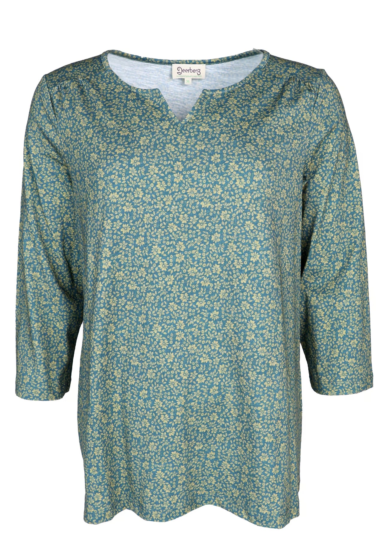 Deerberg Shirt "Adrijola" petrol / grün gemustert