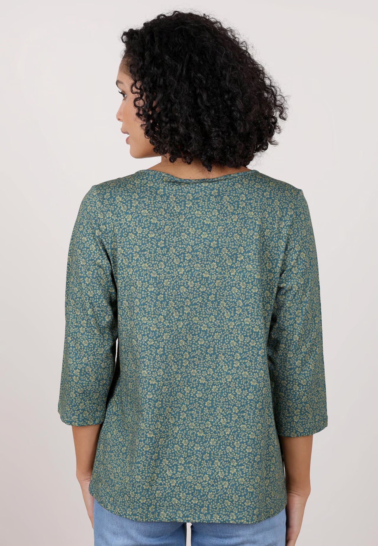 Deerberg Shirt "Adrijola" petrol / grün gemustert