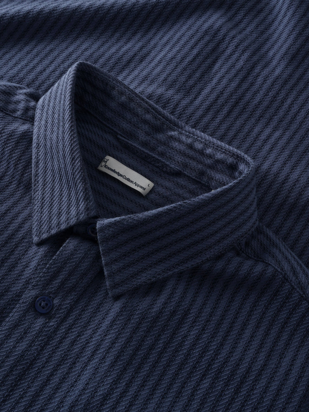 Knowledge Cotton Hemd "Dune" blau/gestreift