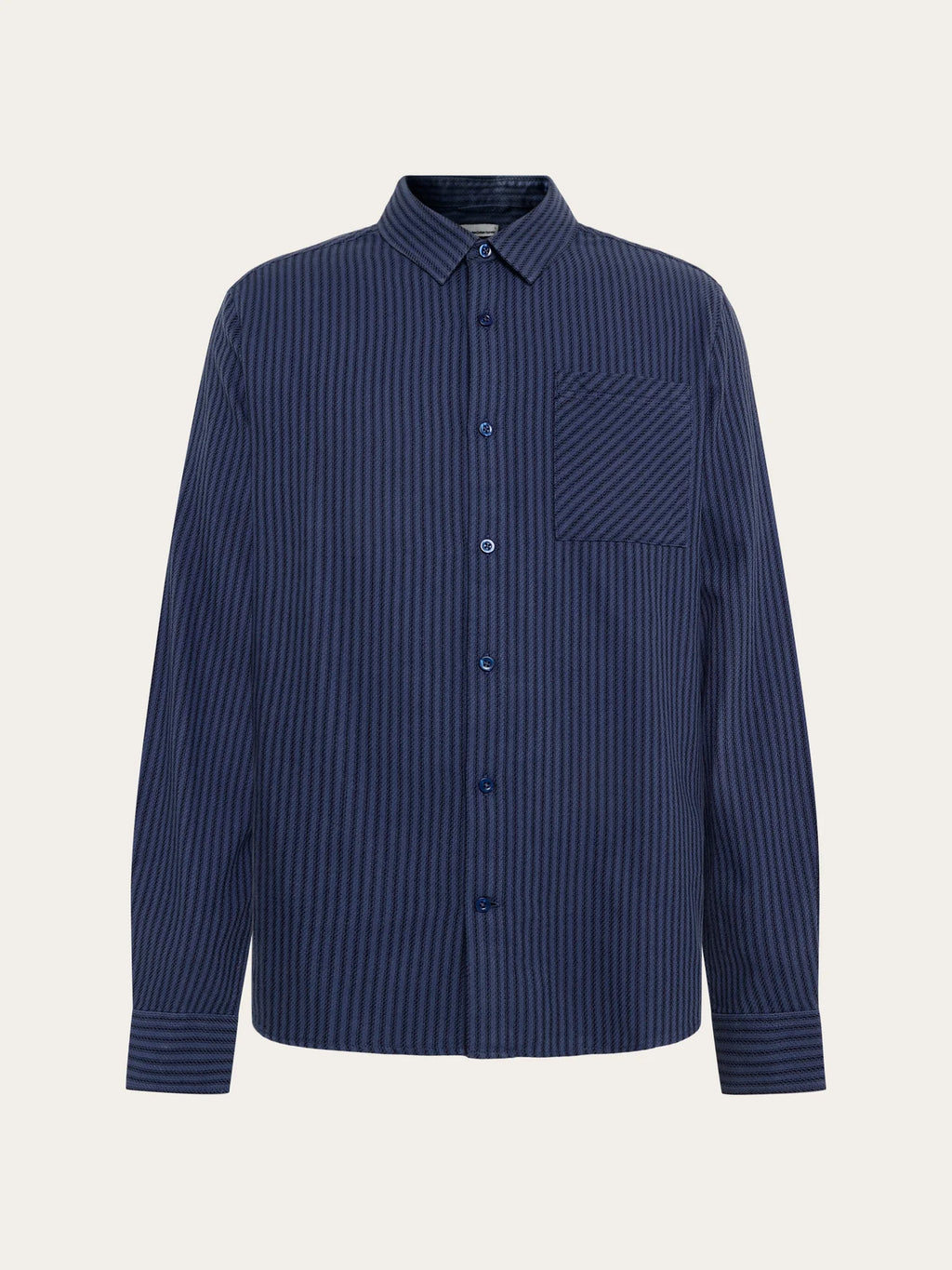 Knowledge Cotton Hemd "Dune" blau/gestreift