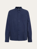 Knowledge Cotton Hemd "Dune" blau/gestreift
