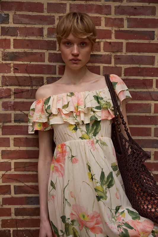 Himalaya Kleid "Blumie" creme/orange geblümt