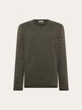 Knowledge Cotton Apparel Pullover "Jacquard" dunkelgrün/gepunktet