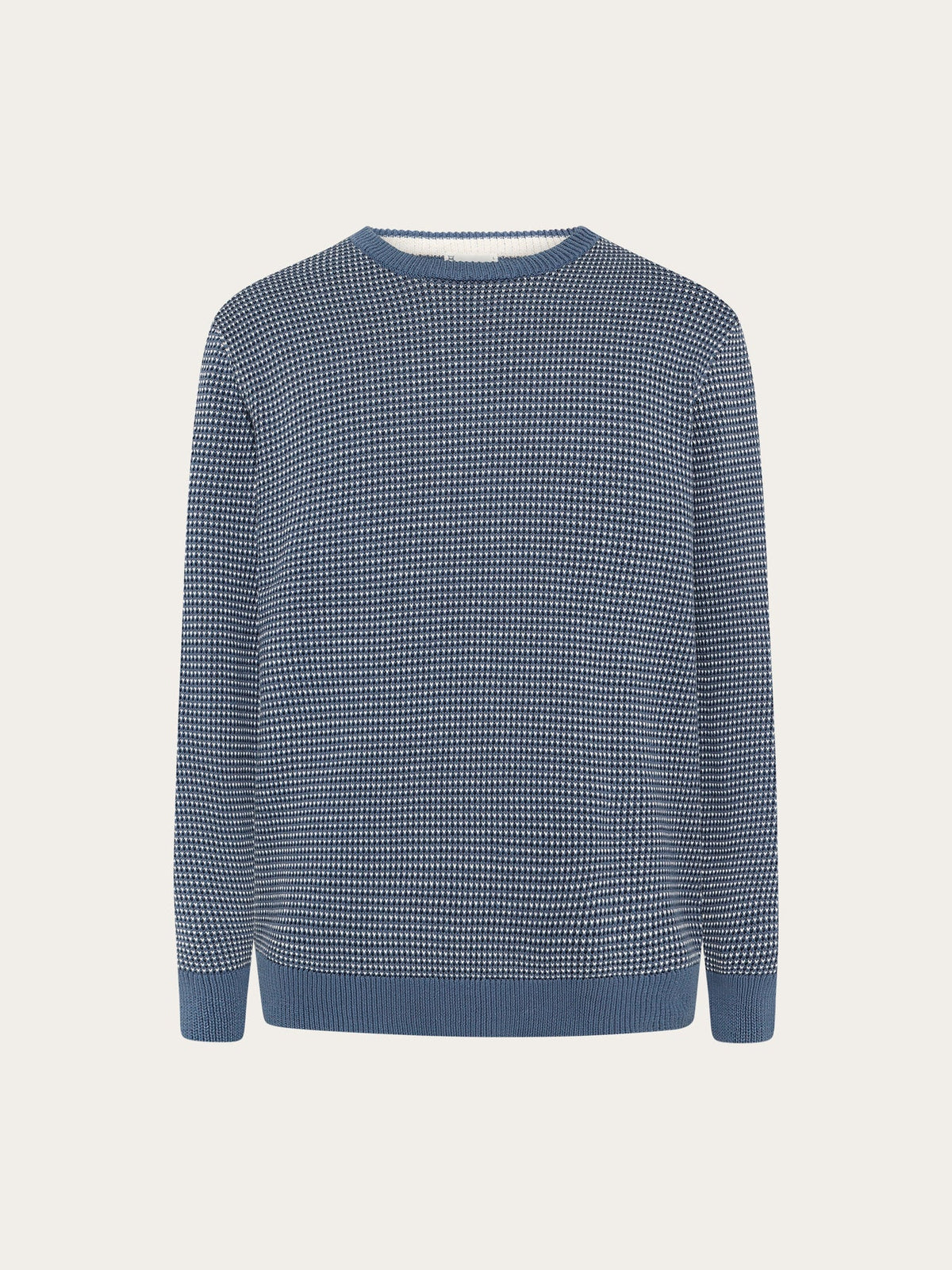 Knowledge Cotton Apparel Pullover "Jacquard" blau/gepunktet