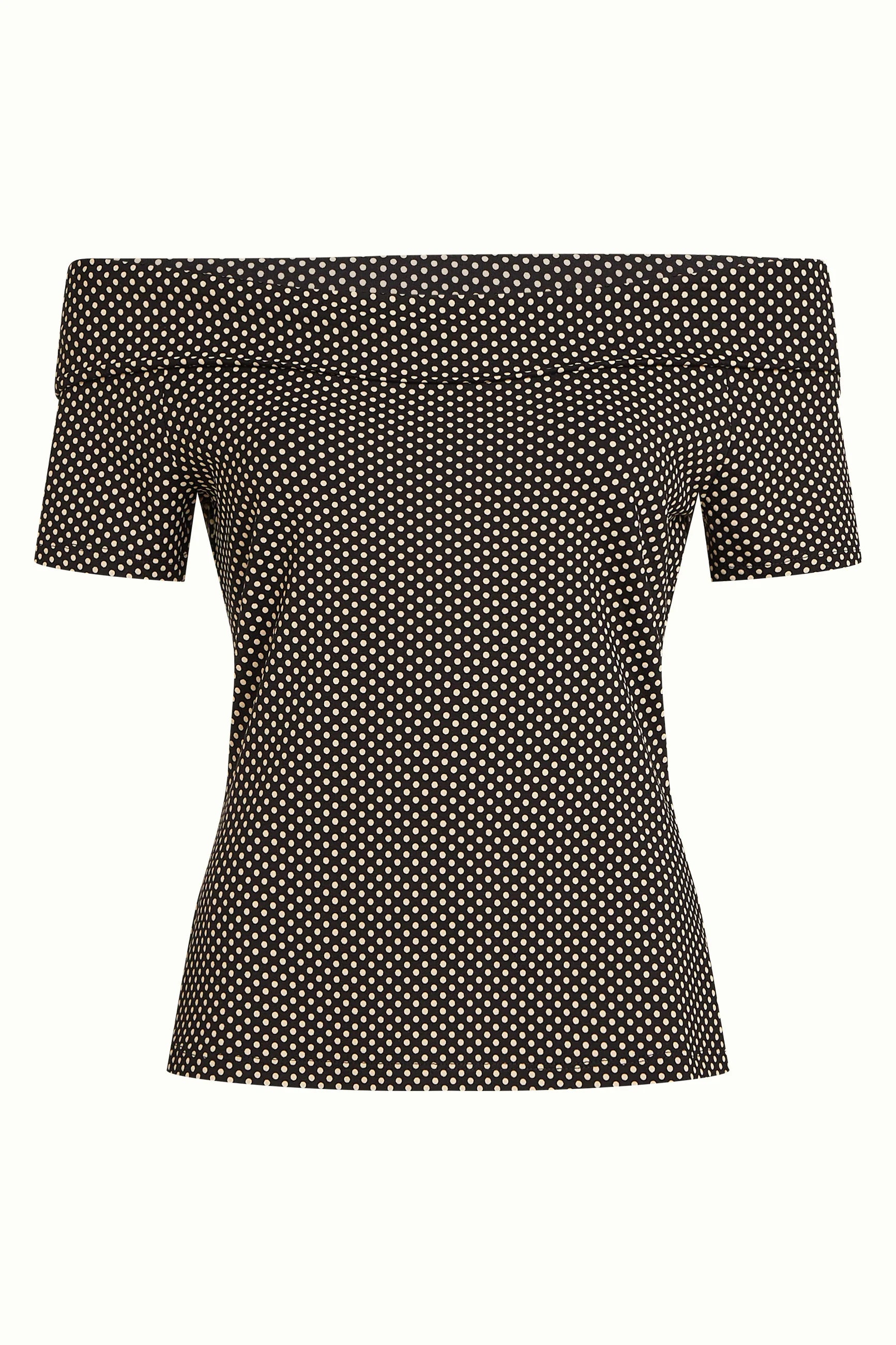 King Louie T-Shirt "Nives" schwarz/weiß gepunktet